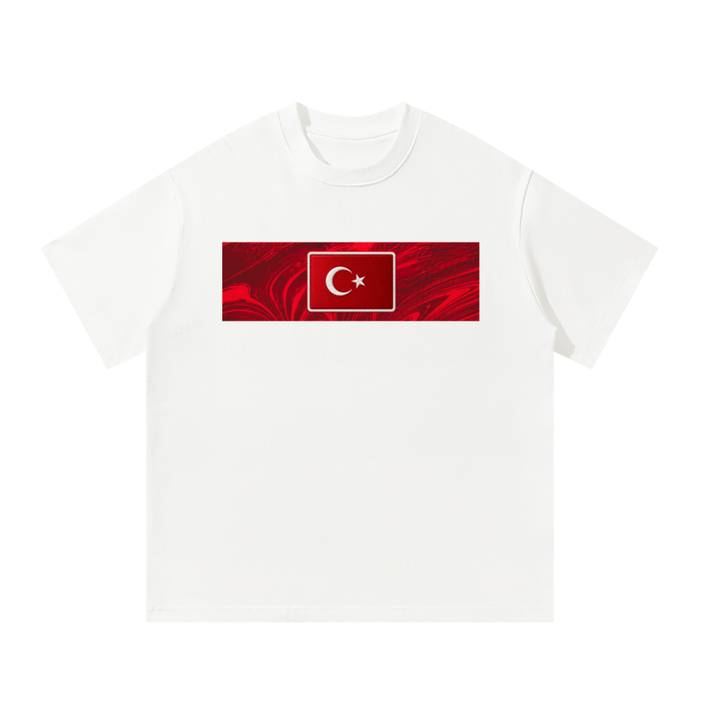 Türkiye Flag Graphic Oversized T-Shirt – White